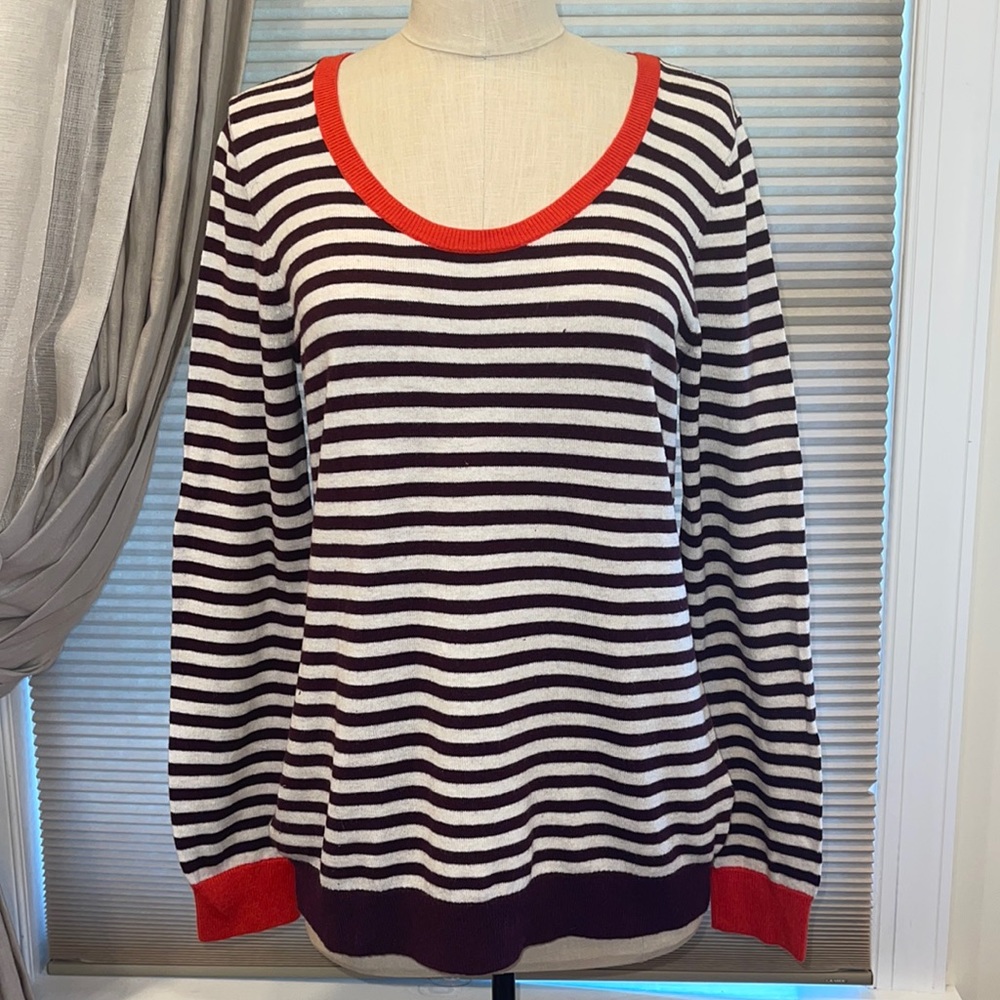 Banana Republic Striped Contrast Scoop Neck Sweater